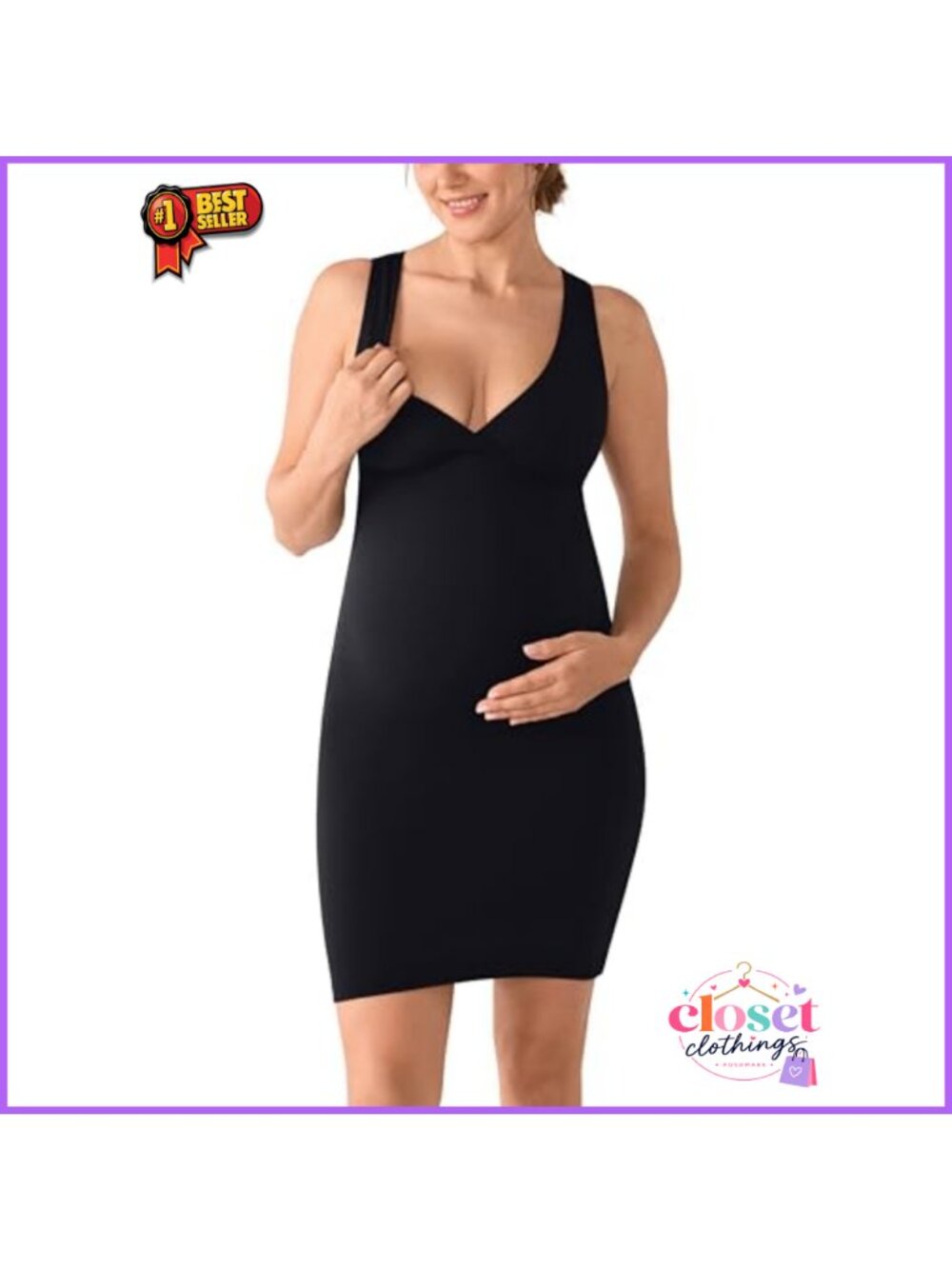 Crossover Nursing Maternity Dress Stretchy Above Knee Sleeveless V-Neck
